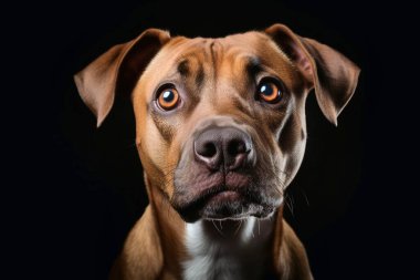 Sersemlemiş bir köpeğin portresi. Gözleri açık.