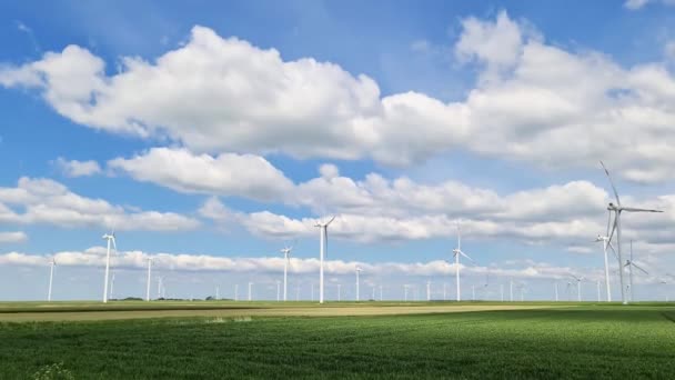 Panoramic View Alternative Energy Wind Mills Windpark Northern Europe — Stock Video