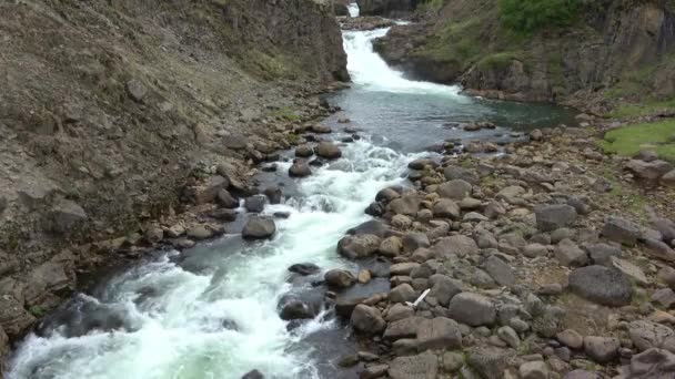 アイスランドの素晴らしい景色の中で素晴らしい滝 — ストック動画