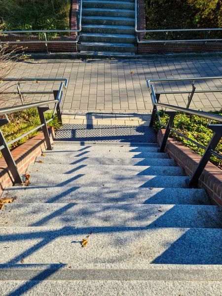 Различные Виды Улицу Бетонные Деревянные Металлические Лестницы — стоковое фото
