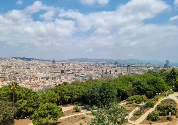 Luftaufnahme Der Schönen Stadt Barcelona Bei Sonnigem Wetter — Stockfoto