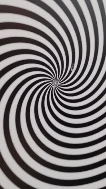 Optische Illusie Van Een Draaiende Spiraal Zwart Witte Kleuren — Stockvideo