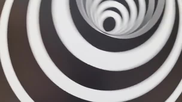 Siyah Beyaz Renklerde Dönen Bir Spiralin Optik Yanılsaması — Stok video