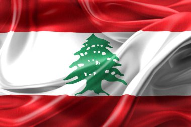 Lübnan bayrağı - gerçekçi kumaş bayrağı