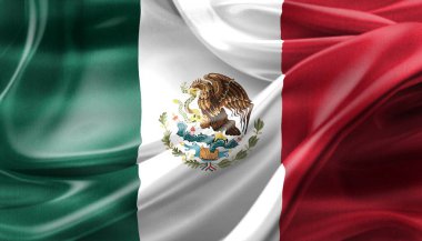 Meksika bayrağı - gerçekçi kumaş bayrağı