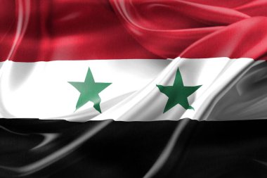 Suriye bayrağının 3 boyutlu resmi - gerçekçi kumaş bayrağı sallama.