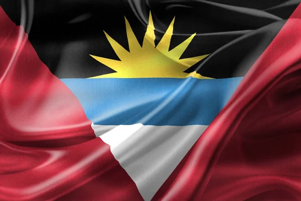 Bandera Antigua Barbuda Bandera Tela Ondeante Realista — Foto de Stock