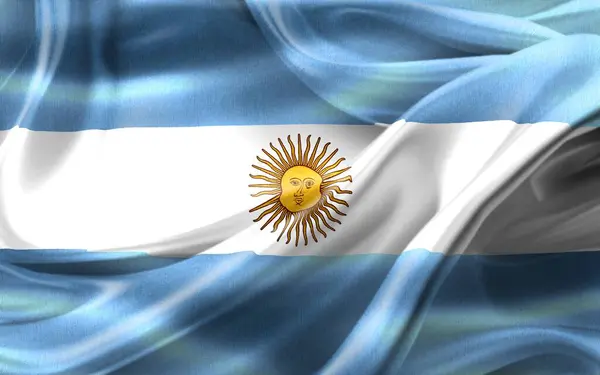 Σημαία Αργεντινής Ρεαλιστική Κυματιστή Σημαία Υφάσματος — Φωτογραφία Αρχείου