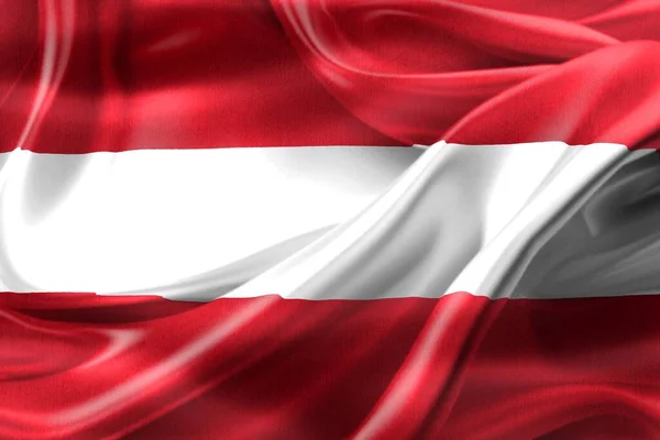 Rakousko Vlajka Realistické Mávání Tkaniny Vlajka — Stock fotografie