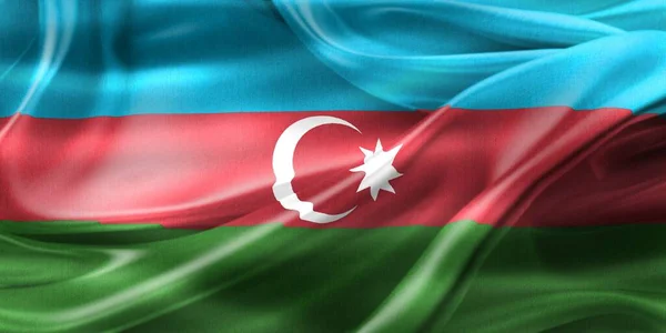 Aserbaidschanische Flagge Realistisch Schwenkende Stofffahne — Stockfoto