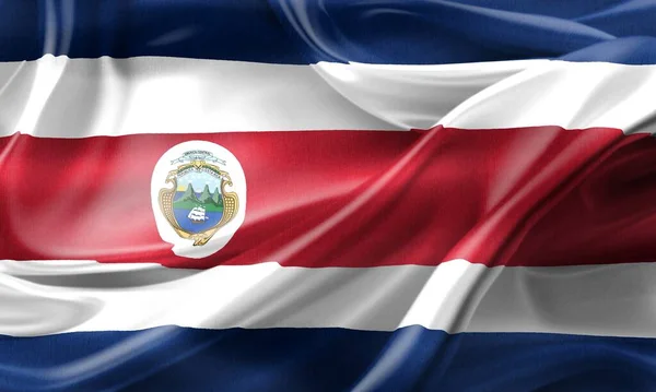 Costa Rica Flagge Realistisch Schwenkende Stofffahne — Stockfoto
