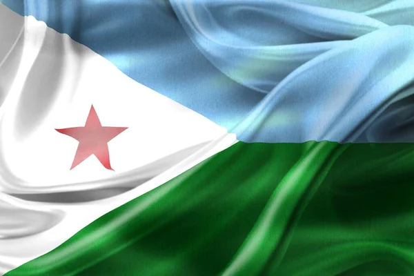Djibouti flag - realistic waving fabric flag