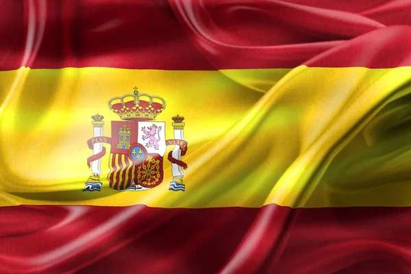 Španělsko Vlajka Realistické Mávání Tkaniny Vlajka — Stock fotografie