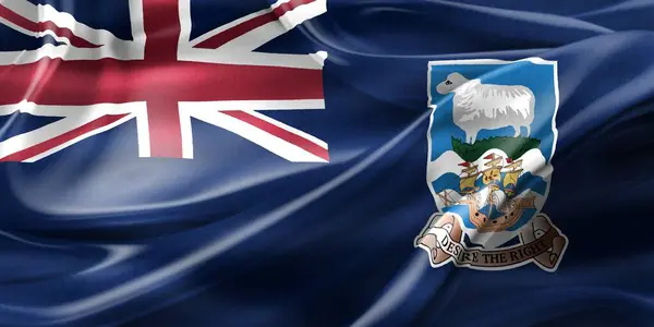 Falkland Islands Flag Realistic Waving Fabric Flag — Stock Photo, Image