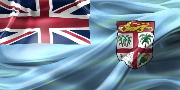 Bandera Fiyi Bandera Tela Ondeante Realista — Foto de Stock