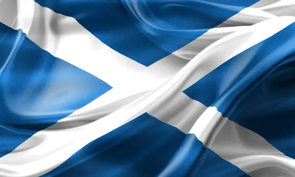 Skócia Zászló Reális Hullámzó Szövet Zászló — Stock Fotó