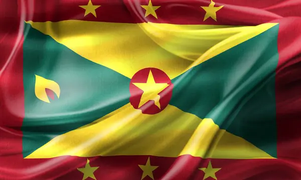 Grenada Vlag Realistische Zwaaiende Stof Vlag — Stockfoto