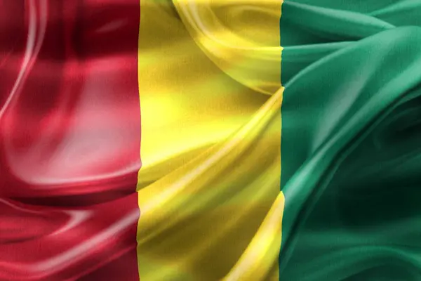 几内亚国旗 现实的挥动面料国旗 — 图库照片
