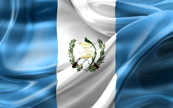 Guatemala Flagge Realistisch Schwenkende Stofffahne — Stockfoto