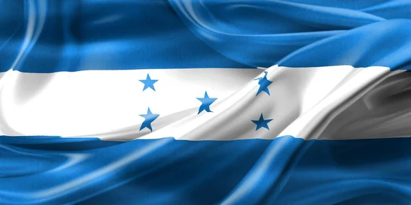 Bandeira Honduras Bandeira Tecido Acenar Realista — Fotografia de Stock