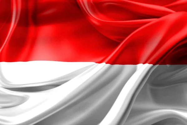 Indonesien Flagga Realistisk Vinka Tyg Flagga — Stockfoto