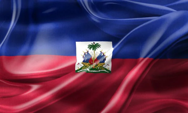 Bandera Haití Bandera Tela Ondeante Realista — Foto de Stock