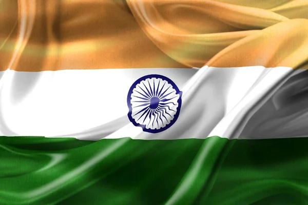 Індійський Прапор Реалістичний Махаючи Тканиною Прапор — стокове фото