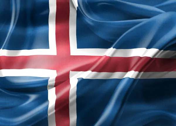 Iceland Flag Realistic Waving Fabric Flag — Stock Photo, Image