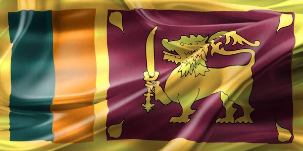Sri Lanka Flagge Realistisch Schwenkende Stofffahne — Stockfoto