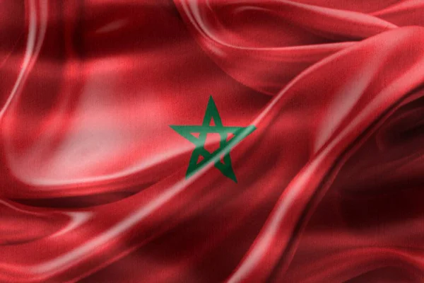 Marokko Vlag Realistische Zwaaiende Stof Vlag — Stockfoto