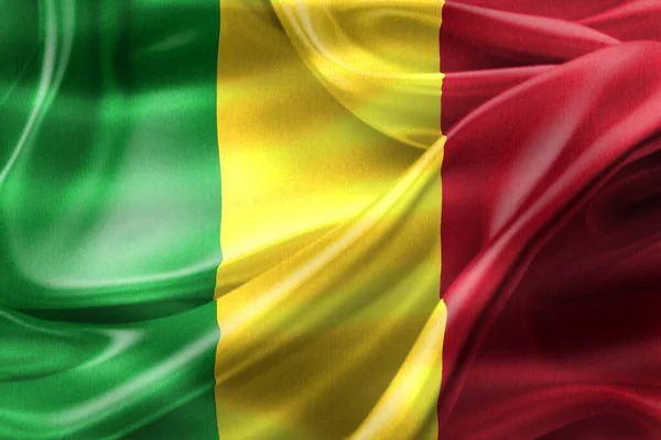 Bandeira Mali Bandeira Tecido Ondulante Realista — Fotografia de Stock
