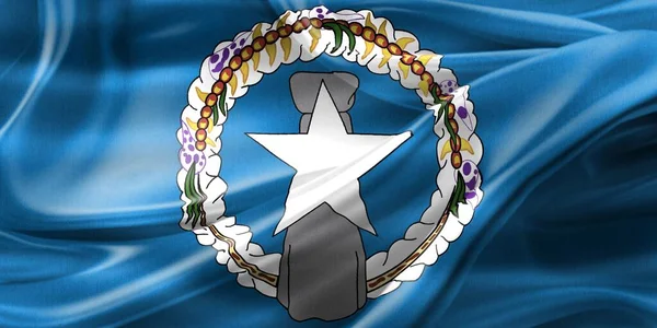 Bandeira Das Ilhas Marianas Bandeira Tecido Ondulação Realista — Fotografia de Stock