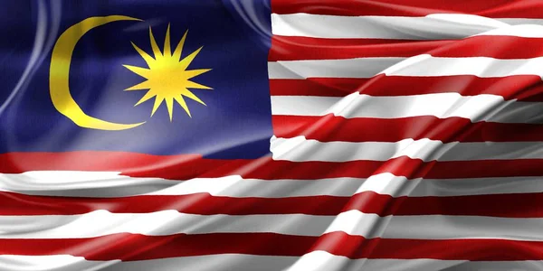 Σημαία Μαλαισίας Ρεαλιστική Κυματιστή Σημαία Υφάσματος — Φωτογραφία Αρχείου