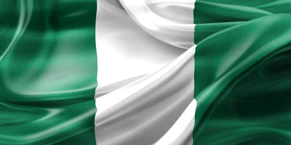 Nigeria Vlag Realistische Zwaaiende Stof Vlag — Stockfoto