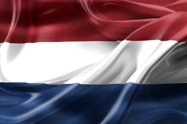 Hollanda Bayrağı Gerçekçi Kumaş Bayrağı — Stok fotoğraf