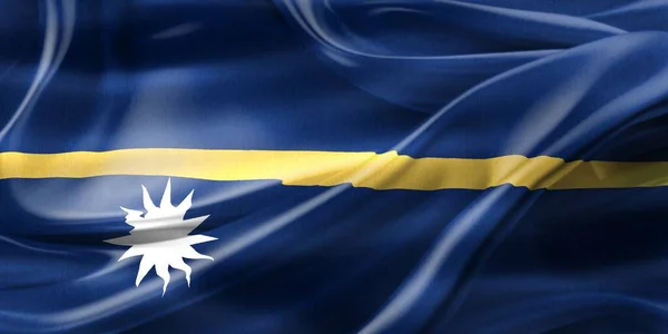 Bandera Nauru Bandera Tela Ondeante Realista — Foto de Stock