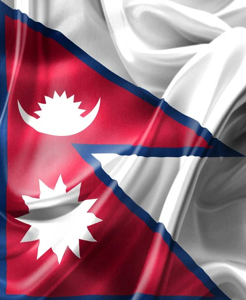 Nepal Bayrağı Gerçekçi Kumaş Bayrağı — Stok fotoğraf