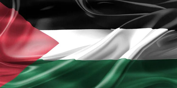 Bandiera Palestina Bandiera Tessuto Sventolante Realistica — Foto Stock