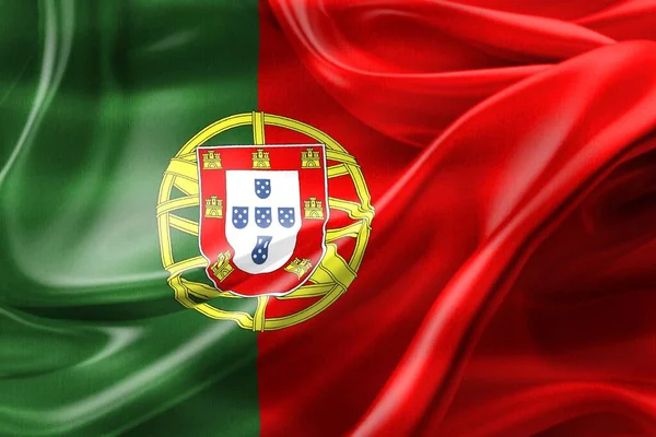 Portugal Flag Realistic Waving Fabric Flag — Stock Photo, Image