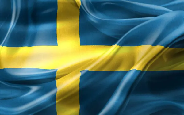 Флаг Швеции Реалистичный Тканевый Флаг — стоковое фото