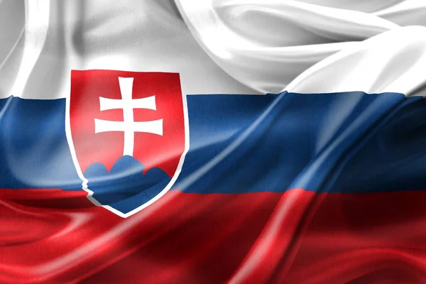 Ілюстрація Прапора Словаччини Реалістичний Розмахуючий Тканиною Прапор — стокове фото
