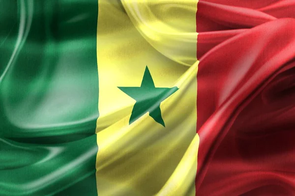 塞内加尔国旗的3D图解 现实的挥动面料国旗 — 图库照片