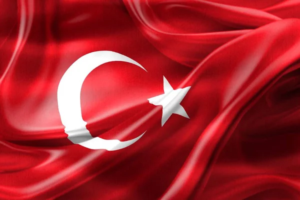 Illustratie Van Een Turkse Vlag Realistische Wuivende Stoffen Vlag — Stockfoto