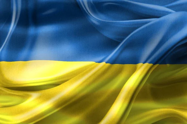 Illustration Ukraine Flag Realistic Waving Fabric Flag — Stock Photo, Image