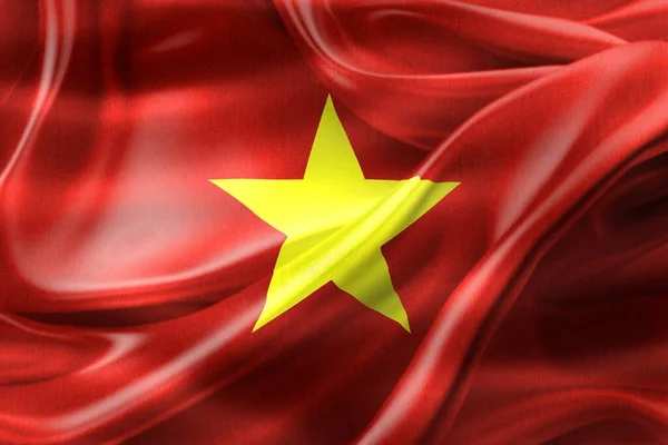 Illustration Vietnam Flagga Realistisk Vinka Tyg Flagga — Stockfoto