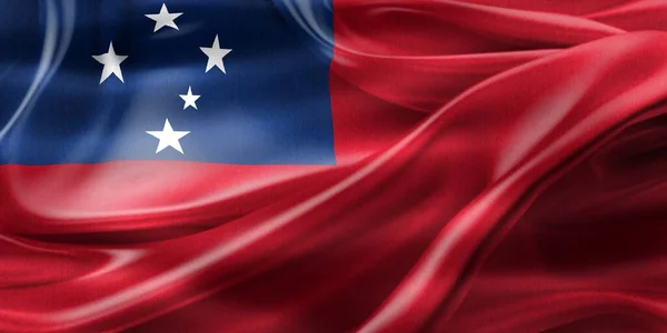 Ilustración Una Bandera Samoa Bandera Tela Ondeante Realista —  Fotos de Stock