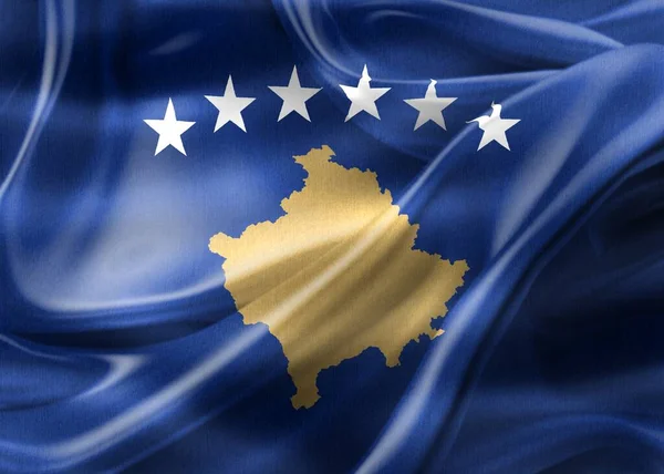 Ілюстрація Прапора Косово Реалістичний Махаючи Тканиною Прапор — стокове фото