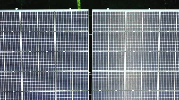 Vista Aérea Grande Parque Solar Para Produção Energia Alternativa — Fotografia de Stock