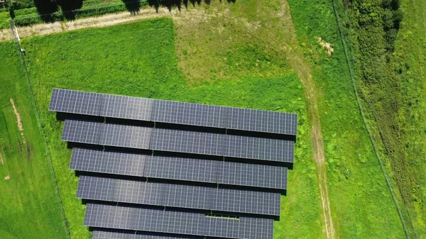 Vista Aérea Gran Parque Solar Para Producción Energía Alternativa — Foto de Stock