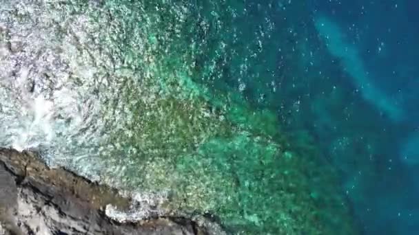 Büyük Okyanus Dalgalarının Drone Görüntüsü Tenerife Kanarya Adası Nın Kayalık — Stok video
